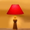 Devansh Red Cotton Table Lamp With  Wood Natural Base (10X18 Inches)-29