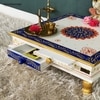 D'Dass White Mdf and Sheesham Wooden Pooja Chowki With Drawer