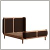 Valerio Duo-Panel Luxe Queen Size Bed in Chocolate Brown colour Velvet with Oak wood Frame