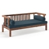 Milton Diwan in Teak Finish with Blue Fabric Colour