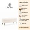 Doe Buck Luxury Boucle Storage Bench in White Colour with Gold Tipped Legs