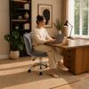 Doe Buck Preglo Grey Velvet Upholstered Swivel Office Chair