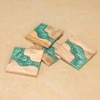 Ireka Home Blue Wave Wood and Resin Coaster Set – Set of 4