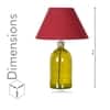OLVIRA Modern Green Glass Table Lamp with Silver Metal Accent Maroon Shade