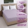 Lavender And White  Floral Cotton 400 Tc fitted  Double Queen Size Bedsheet With 2 Pillow Covers