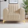 Josbert Velvet 1 Seater  Sofa In Cream Colour