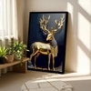 The Castle Decor Golden Deer Wall Painting Framed Artwork 20x30 Inch