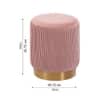 Doe Buck Damato Luxury Velvet Round Ottoman in Pink Colour with Gold Base