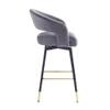 Doe Buck Mixoy Velvet Bar Stool in Emerald Grey Colour with Gold Accents