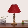 Devansh Maroon Jute Table Lamp With G Wood Natural Base (10X10X16) Inches)-36