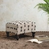 Bohemian Jacquard Wooden Footrests in Black & Off White Color
