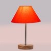 Devansh Orange Cotton Table Lamp With  Natural  Wood Base  & Steel Pipe -(10X16.25 Inches)-30