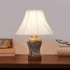 Devansh Off-White Cotton Shade Cross Pleated Lamp With Wood & Mosaic Glass Base For Decoration/Office/Home/Gifting/Study For Decoration/Office/Home/Gifting/Study