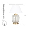 SECRET Water Droplets On Glass and Brass Finish Metal Large  Table Lamp With White Cotton Shade