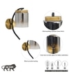 Verona Single Light Wall Fitting In Black And Brass Finish Metal With Dual Tone Smoke Glass