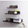 Solid Wood Floating Wall Shelf Set of 3 in Brown Colour