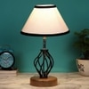 Raegan Multicolor cotton Table lamp with Wood & Iron Base