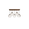Hexagram 5 Series Brown Solid Wood Cluster Hanging Light
