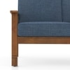 Raynor 2 Seater Wooden Sofa, Finish- Amber Walnut, Fabric - Midnight Indigo Blue