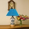 Devansh Conical Turquoise Jute Shade Lamp With Wood & Mosaic Glass Base For Decoration/Office/Home/Gifting/Study For Decoration/Office/Home/Gifting/Study -(10X10X14.5) Inches -A