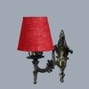 Devansh Metal Electric Wall Light in Antique Gold Colour with Maroon Shade Count of 1 Light