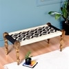 Oakville Sheesham Wood 2 Seater Maachi Bench In Black & White Rope Canning