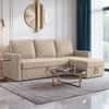 Kylo 3 Seater Velvet LHS Pull Out Sofa Cum Bed in Cream Color With Storage
