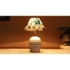 Multicolor cotton with White Brushed Wood Table Lamp -1