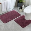 Luxe Home Polyester Newman Contour Bath Mat Set of 2 (Wine 45x75 cm & 40x45)
