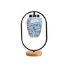 Devansh Multicolor Glass Wooden & Iron  Table Lamp -17 Inch Height  -Lpo