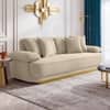 Jonet Velvet 3 Seater Sofa in Cream Color