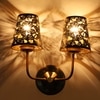 Devansh Metal Electric Wall Light in Gold Colour with Black Shade Count of 2 Lights