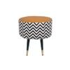 Doe Buck Zik Zak Chevron Printed Ottoman Stool in Tan and Black Colour with Gold Tipped Legs