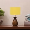 Devansh Yellow Cotton Table Lamp With Wood Natural Base (7X13 Inches)-6
