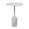 Metalsmith Round Side Table – Metal Top & Marble Base, White