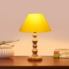 Devansh Yellow Cotton Table Lamp With  Wood Natural Base (10X10X16) Inches)-31