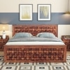 Moglis Solid Wood King Size Bed Without Storage Bed In Teak Finish