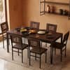 Holven 6 Seater Rectangular Dining Table Set with Chair Brown Maple & Black