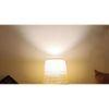 Blender Brown Wooden Table Lamp with White Fabric Lampshade