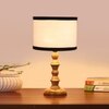 Devansh Multicolor Cotton Table Lamp With Wood Natural Base (7X7X15.5 Inches)-8