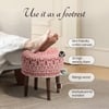 Botanic Fabric Wooden Ottoman in Red Color