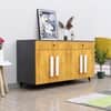 Hexa Red Multipurpose Storage Cabinet With 2 Drawer 4 Door in Slate Grey And Giant Wood Colour