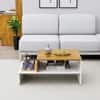 Hexa Engineered Wood Modern Center Table For Living Room In Frosty White And Giant Wood