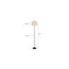 Minnie White Natural Fiber Floor Lamp with Black Iron Base