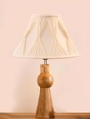 Devansh Off-White Cotton Vintage Curtain Pleated   Lamp With Wood Base (12X19.25)
