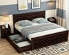 Moglis Solid Wood Queen  Size Bed With Drawer Storage Bed In Walnut Finish