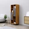 Hexa Engineered Wood Bookshelf Multipurpose Storage Rack in Giant Wood and Slate Grey Colour