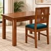 Globally Indian Ratna Solid Sheesham Wood 4 Seater Dining Table Set 4 Chairs Teal Green