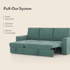 Kowloon Sectional 3 Seater Pull Out  Sofa Cum Bed with Storage in Dusty Turquiose Velvet Colour