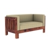 Prashiv 2 Seater Wooden Sofa (Creame Colour, Teak Finish)